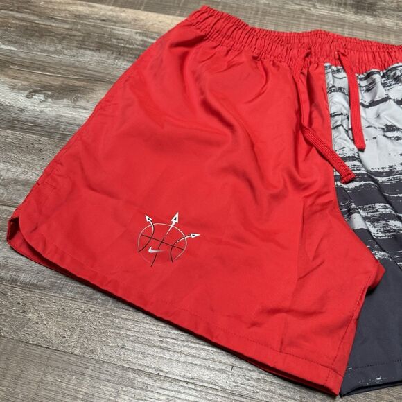 Nike Woven Flow Summer Hoop Shorts DV9605-657 Black Red Men's Size L - Picture 3 of 7